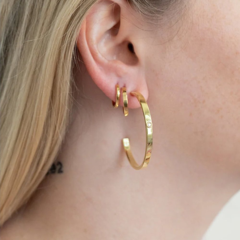 Hoops Earring with Lab Grown Diamond - 14K Gold Vermeil